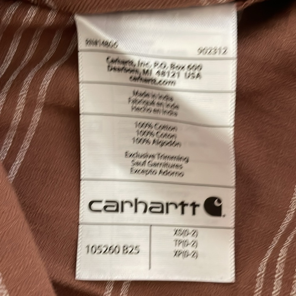 Carhartt Women’s Short Sleeve Loose Fit Woven Button Front Clay with Stripes NWT - Picture 5 of 5